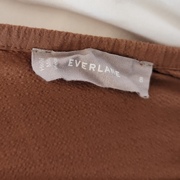 Everlane Cotton Pinafore Backless Dress Brown Sz 8 - Picture 11 of 14